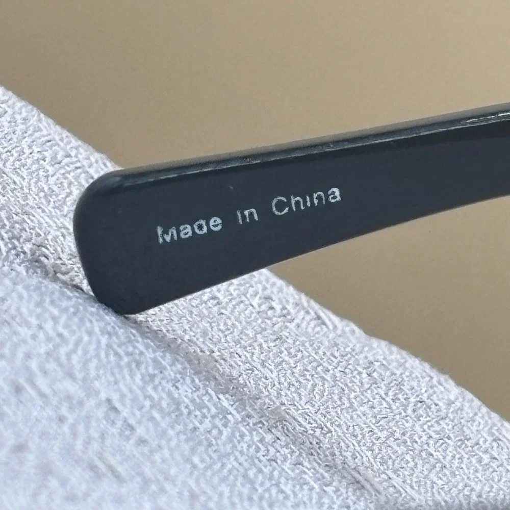 Claiborne Sunglasses Womens Black Rectangular Wrap Frame Silver Logo Detail